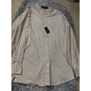 Saddlebred Men's 2XLT Beige Long Sleeve Button Front Shirt NWT 100% Cotton